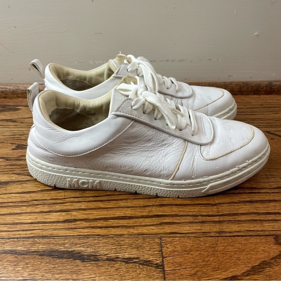 MCM Shoes - MCM Cream Leather Sneakers 37